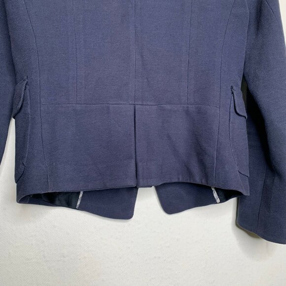 Zara Basic Schoolboy Blazer Knit Navy Blue Womens Sz M Zip Cuffs Single Button - Picture 5 of 10